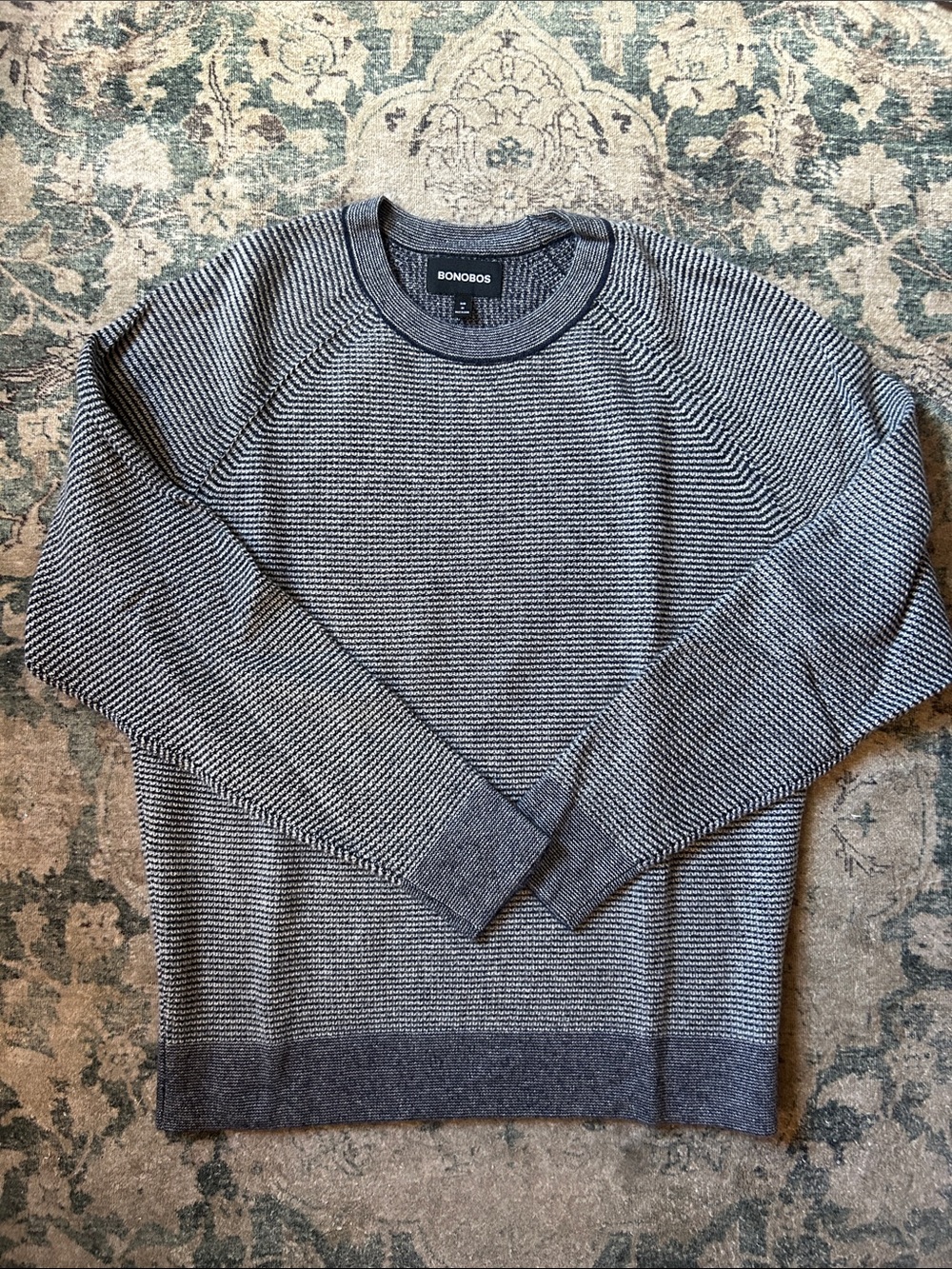 Bonobos Men's Two-Tone Gray Blue Cashmere Crewneck Sweater